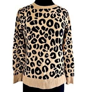 Tan and Black Animal Print Sweater Size Medium